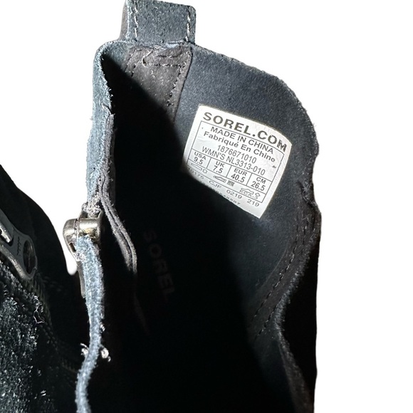 Sorel Women's Evie Bootie Size 9.5 Waterproof Black Suede Zip Wedge Ankle Boots - Picture 7 of 7